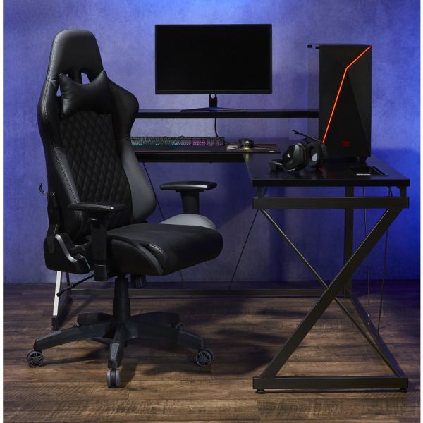 RS Gaming DRG High-Back Gaming Chair， Black/Gray