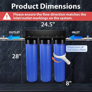 ISPRING Whole House Water Filter wJumbo-Sized Spin Down Sediment Filter Anti-Scale GAC+KDF and Carbon Block WGB32B-KDS+WSP50J