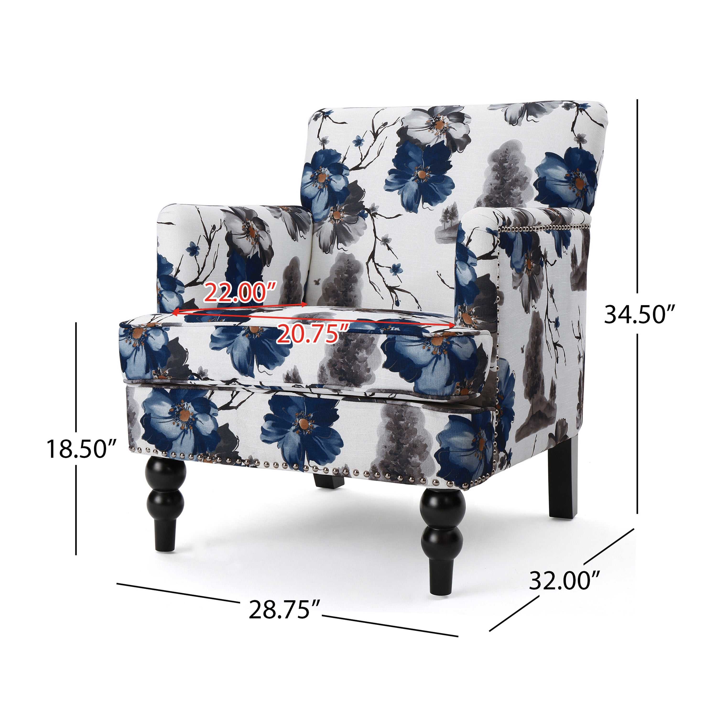 Manon Floral Print Fabric Club Chair