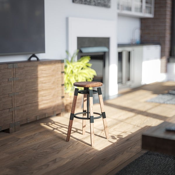 Litchett Wood Grain and Black Barstool - 20