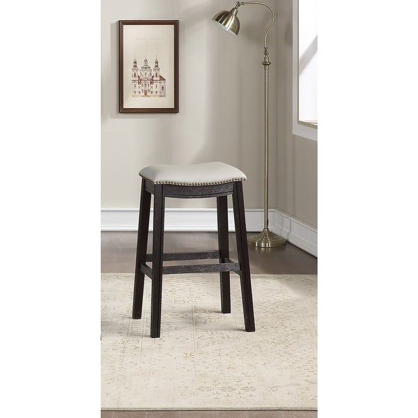 Grey PU Upholstery Bar Stool， Set of 2