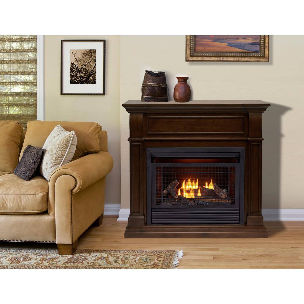 Duluth Forge Dual Fuel Ventless Gas Fireplace - 26000 BTU T-Stat Control Walnut Finish 170155