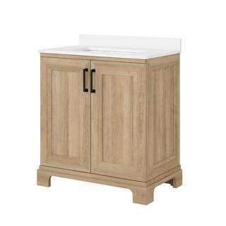 Glacier Bay Sinita 30 in. W x 19 in. D x 34.50 in. H Bath Vanity in Natural Oak with White Cultured Marble Top Sinita 30NO