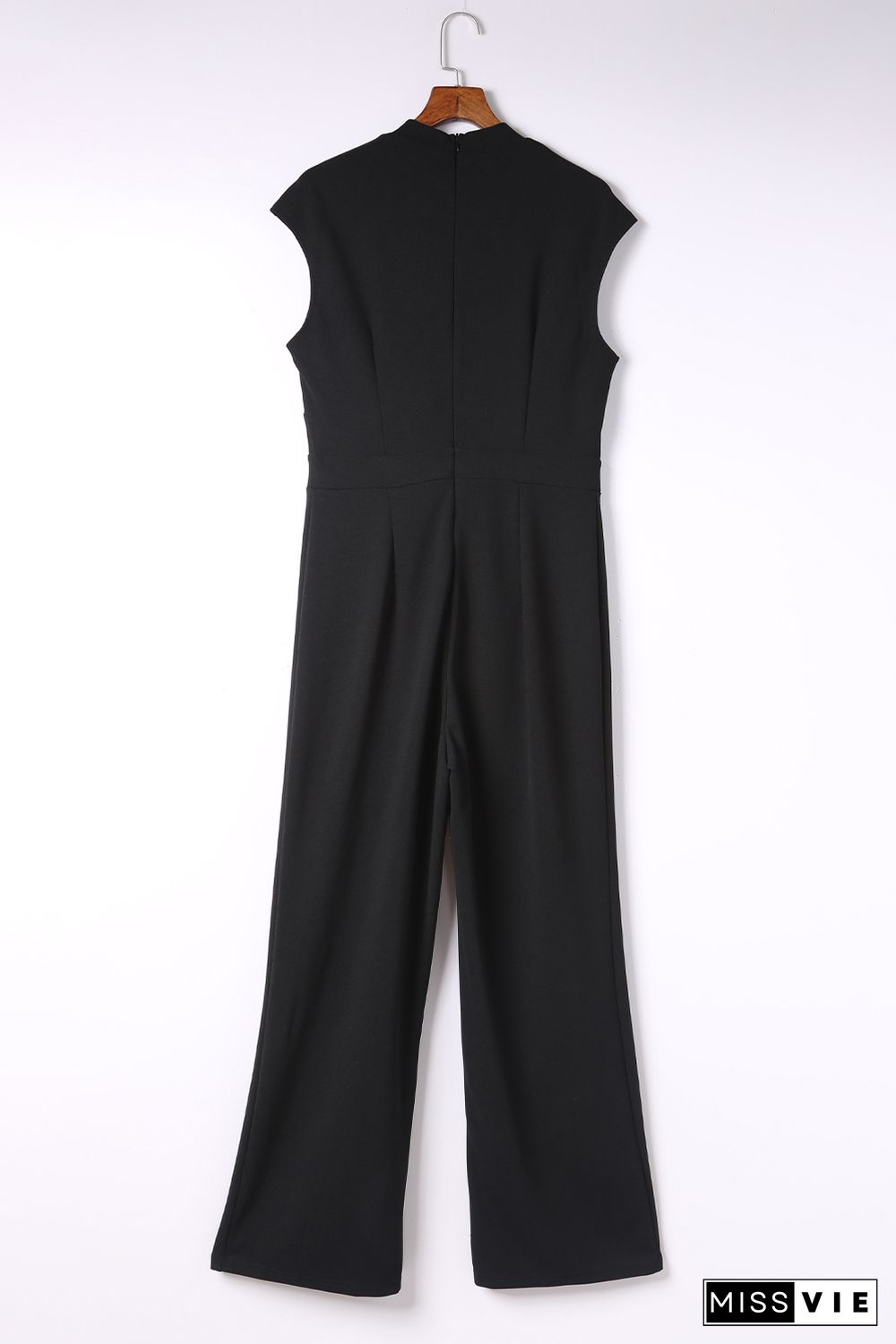 Black Cut Out Neckline Cap Sleeve High Waist Jumpsuit