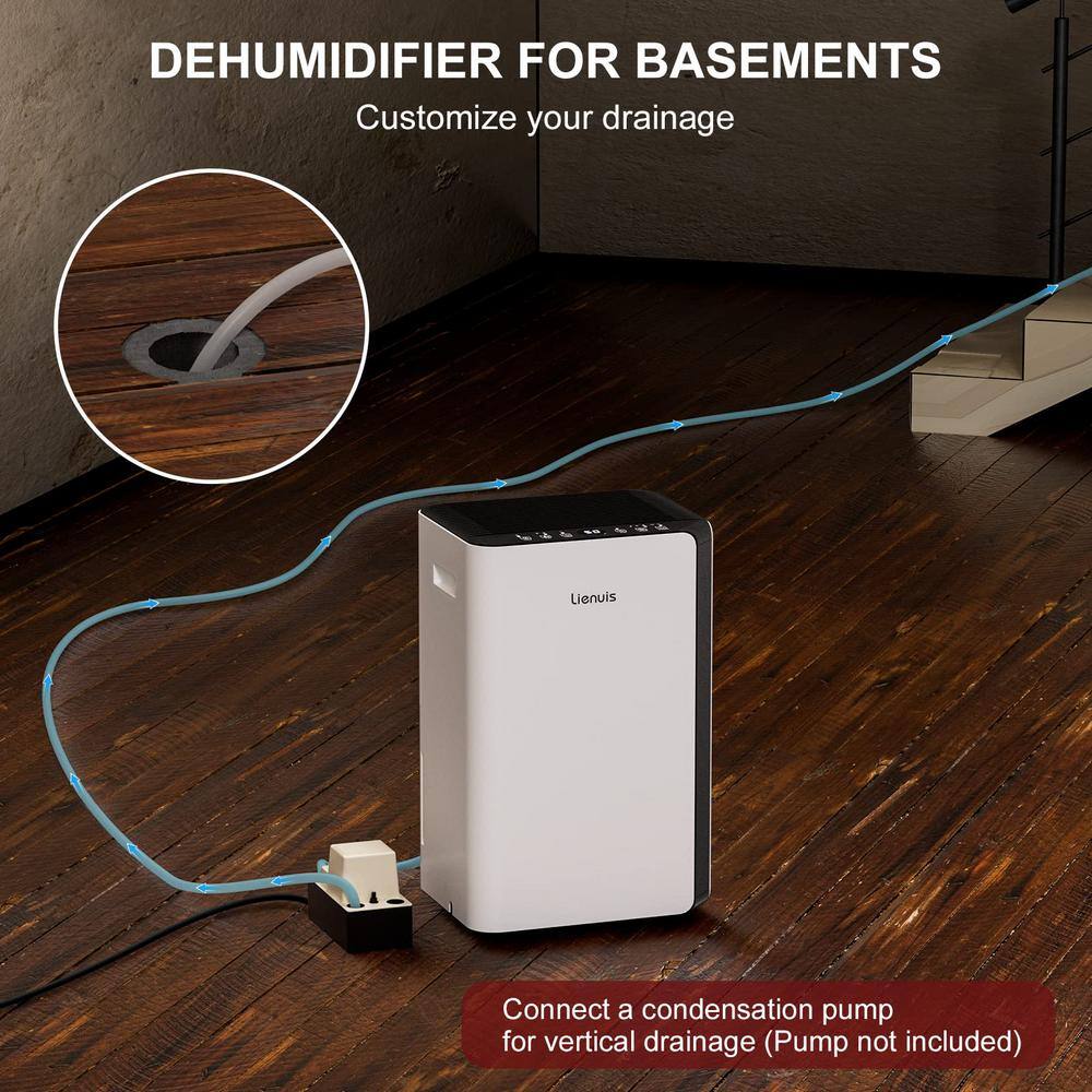 45 pt. 3500 sq. ft Dehumidifiers in White with Drain Hose Intelligent Humidity Control Auto or Manual Drainage 24H Timer BL-182