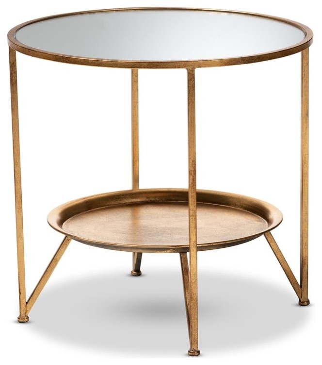 Baxton Studio Tamsin Gold Finished Metal and Mirrored Glass Table   Contemporary   Side Tables And End Tables   by HedgeApple  Houzz