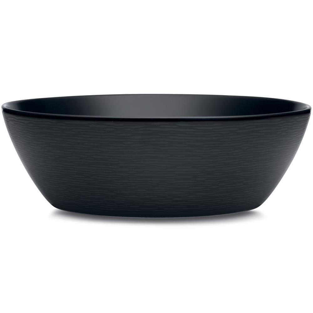 Noritake Colorscapes Black-on-Black Swirl 10.25 in. 90 fl.oz. Black Porcelain Round Serving Bowl 43817-426