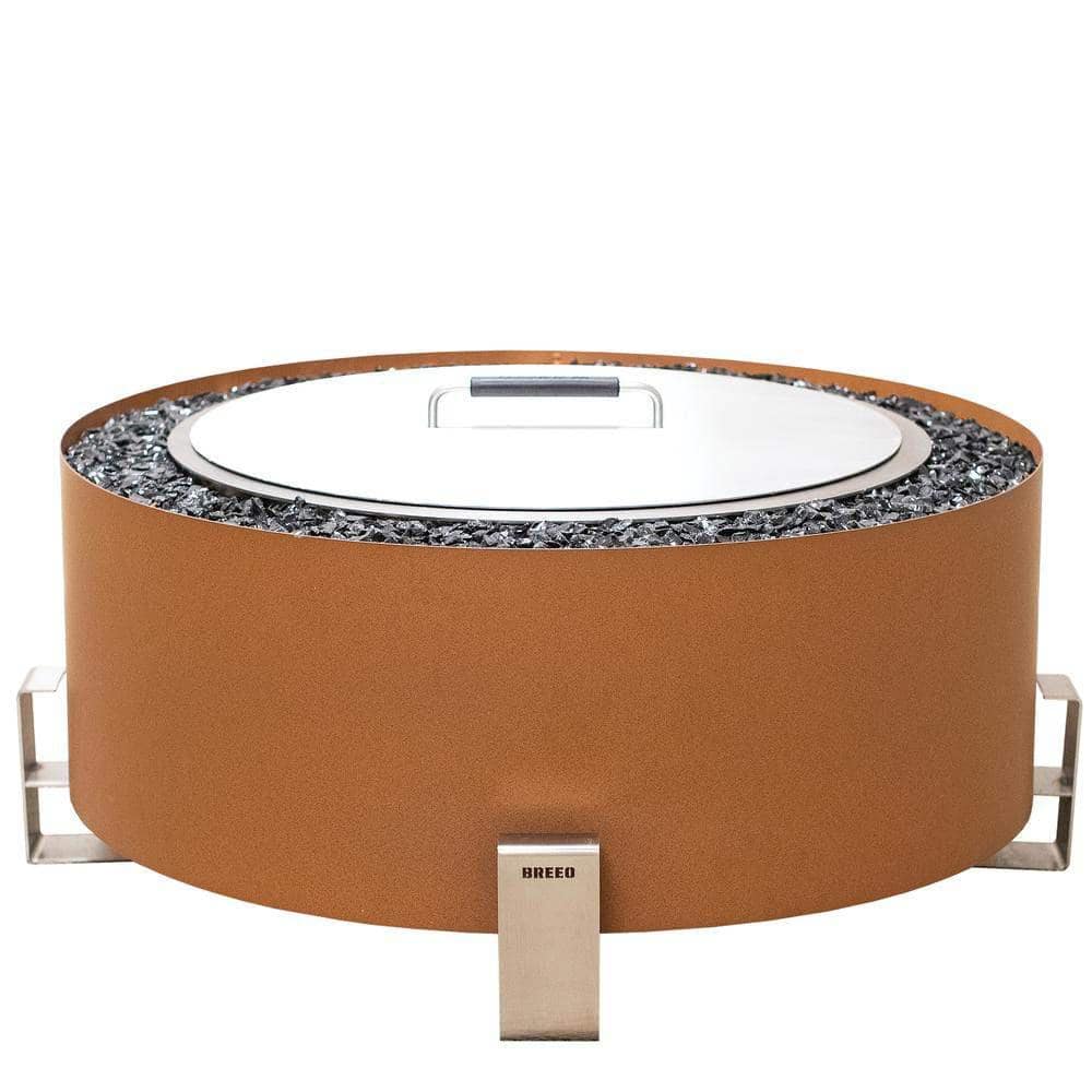 Breeo Luxeve Earth Rust With Black Glass Outdoor Smokeless Fire Pit BR-LE24-ETBL