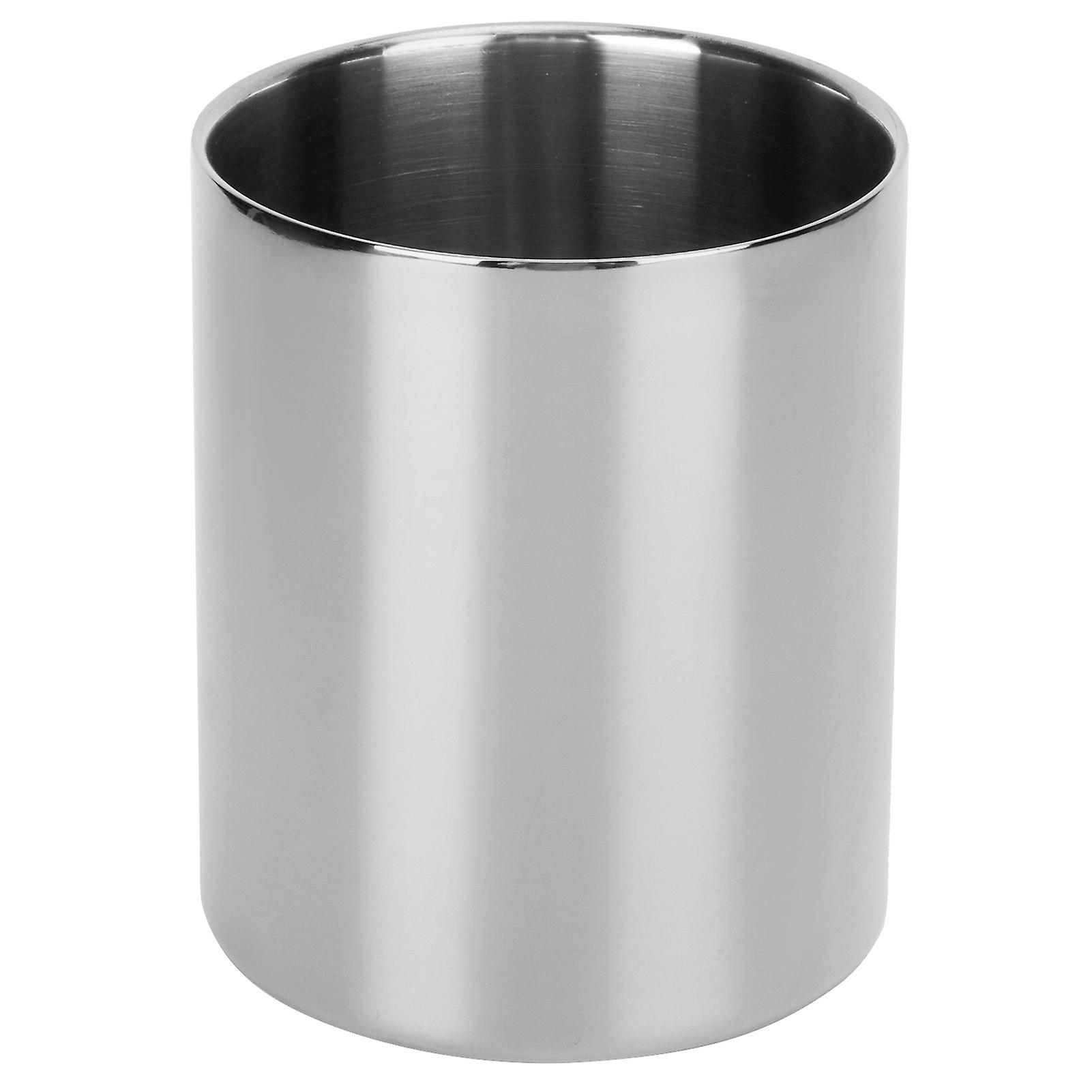 Stainless Steel Pencil Cup Holder Desk Organizer Flower Vases Pen Makeup Brush ContainerSilver