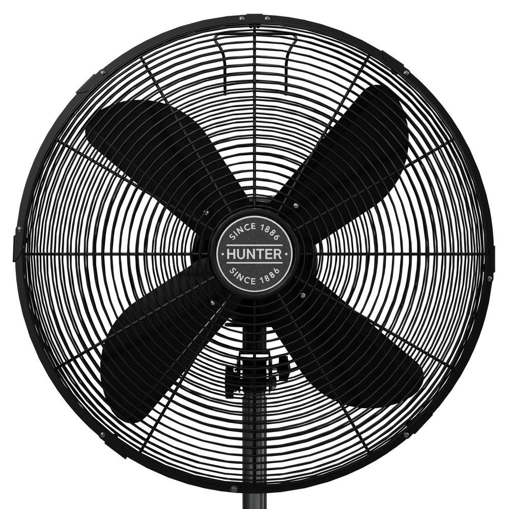 Hunter Classic 16 in. 3-speed Pedestal Fan in Matte Black with Non-slip Base and Easy-Carry Handle 97316