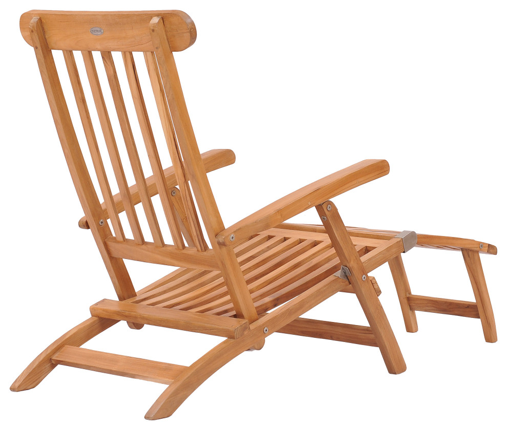 Teak Wood Titanic Outdoor Patio Steamer Chair made from A Grade Teak Wood   Transitional   Outdoor Chaise Lounges   by Chic Teak  Houzz