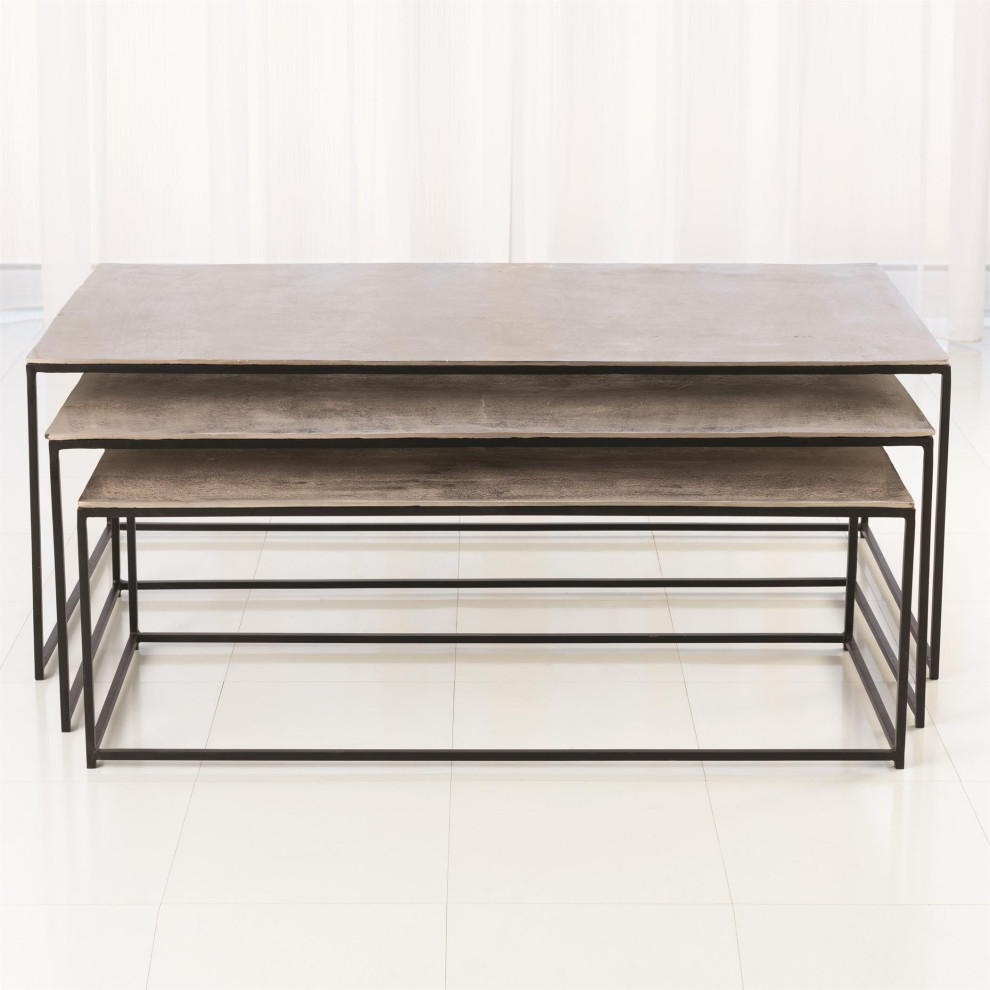 3 Piece Luxe Silver/Black Nesting Coffee Table Set   Industrial   Coffee Table Sets   by My Swanky Home  Houzz