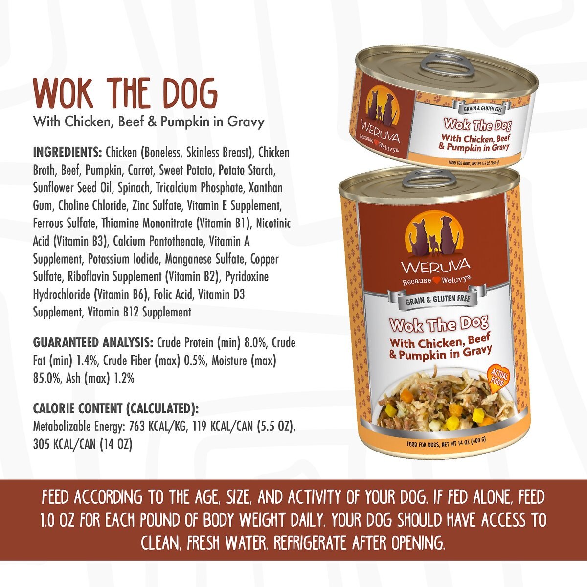 Weruva Wok the Dog with Chicken， Beef and Pumpkin in Gravy Grain-Free Canned Dog Food