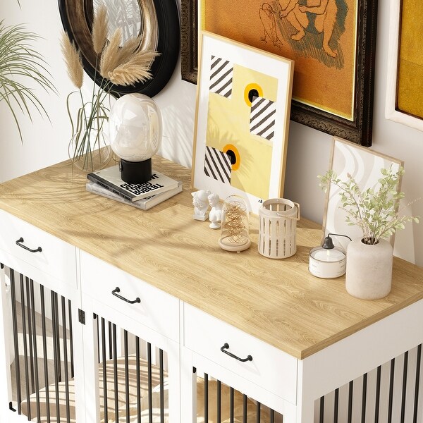 Modern Large Dog Crate with Storage Drawers