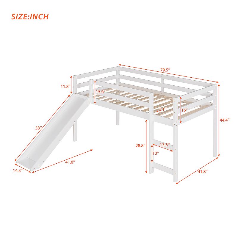 Merax Twin Loft Bed with Slide