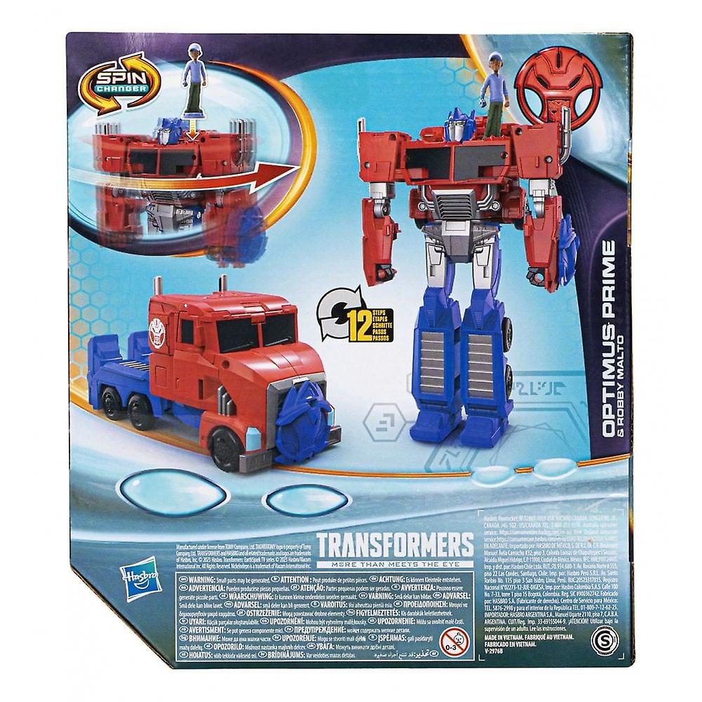 Transformers Optimus Prime and Robby Malto Spin Change EarthSpark Figure