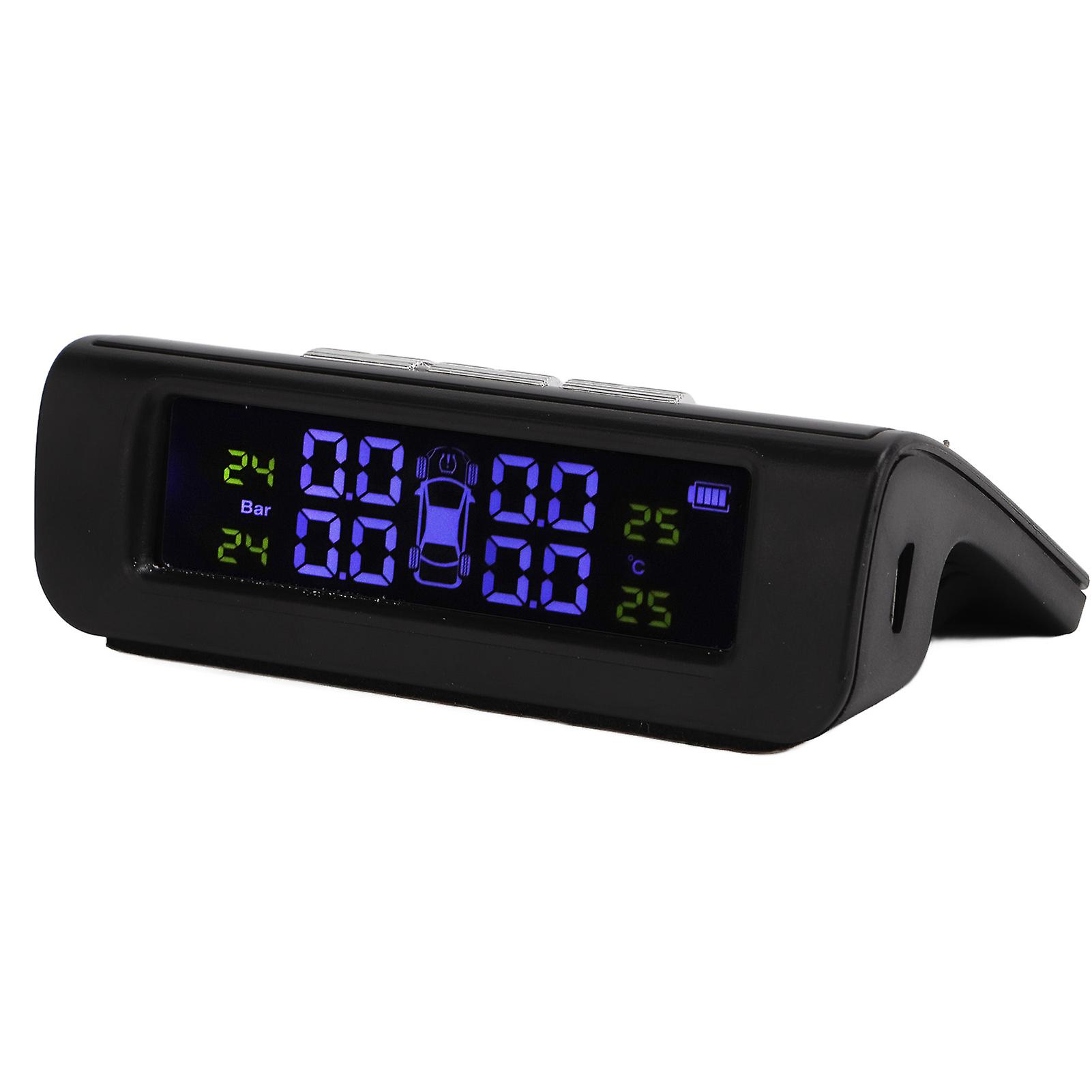 Tire Pressure Monitoring System Wireless Car Tire Monitor With 4 External Sensors Lcd Real Time Display Pressure Temperature Alerts