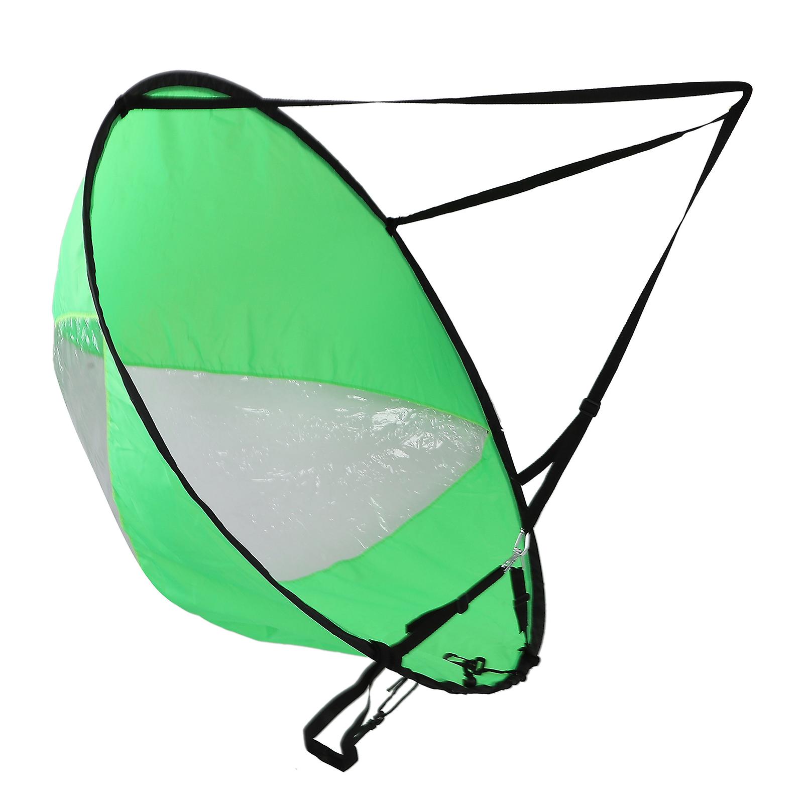 Polyester Taffeta Durable Folding Kayak Wind Sail Transparent Window Canoe Wind Sail Boat Water Sports Accessorykayak Sailing Green