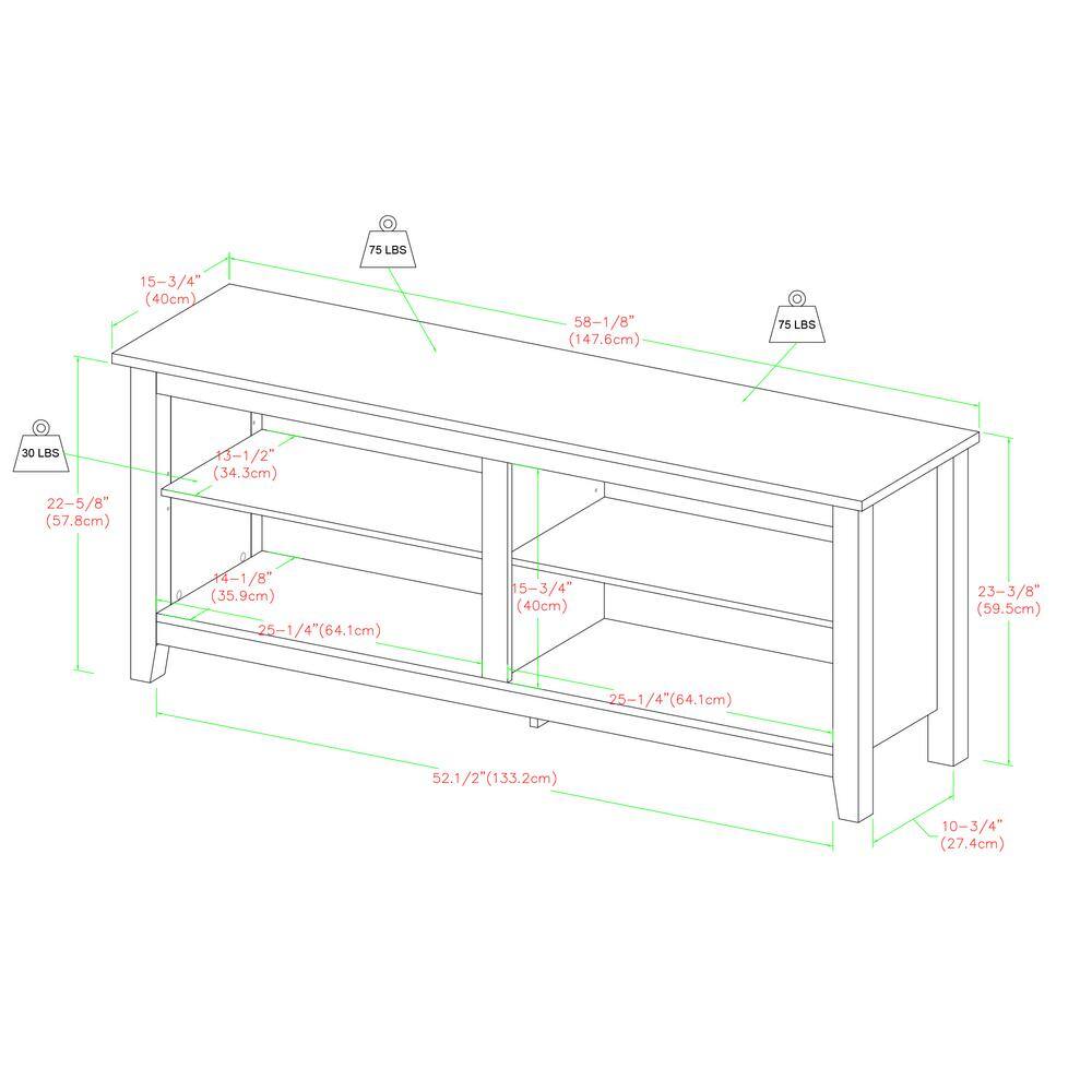 Walker Edison Furniture Company Columbus 58 in. Black MDF TV Stand 60 in. with Adjustable Shelves HD58CSPBL