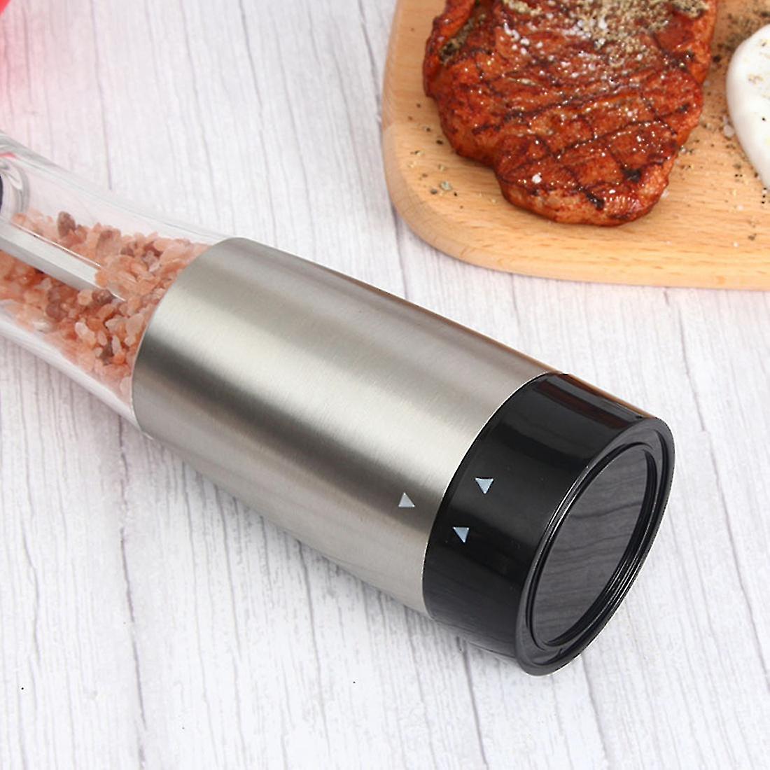 1pcs Stainless Steel Electric Salt And Pepper Grinder Battery Power Adjustable Thickness With Kitch