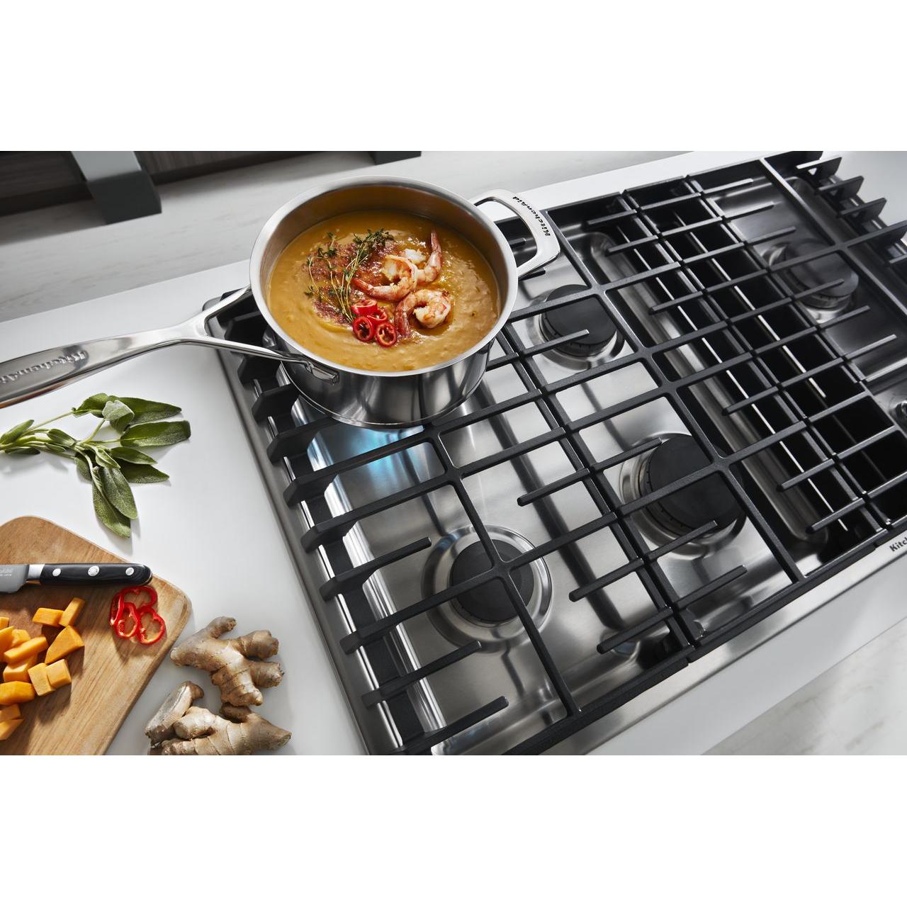 KitchenAid 36-inch Built-in Gas Cooktop with Downdraft KCGD506GSS