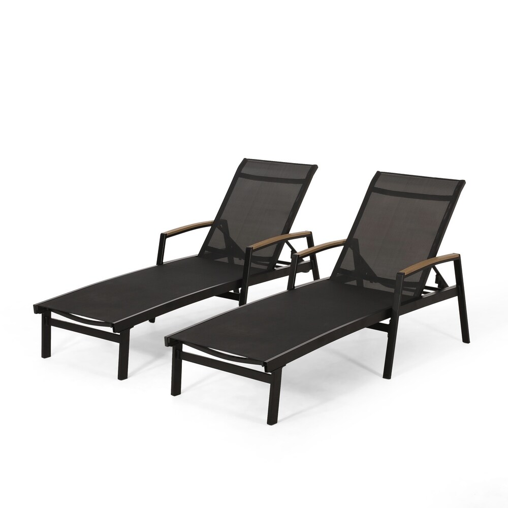 Oxton Outdoor Aluminum Chaise Lounge (Set of 2) by Christopher Knight Home