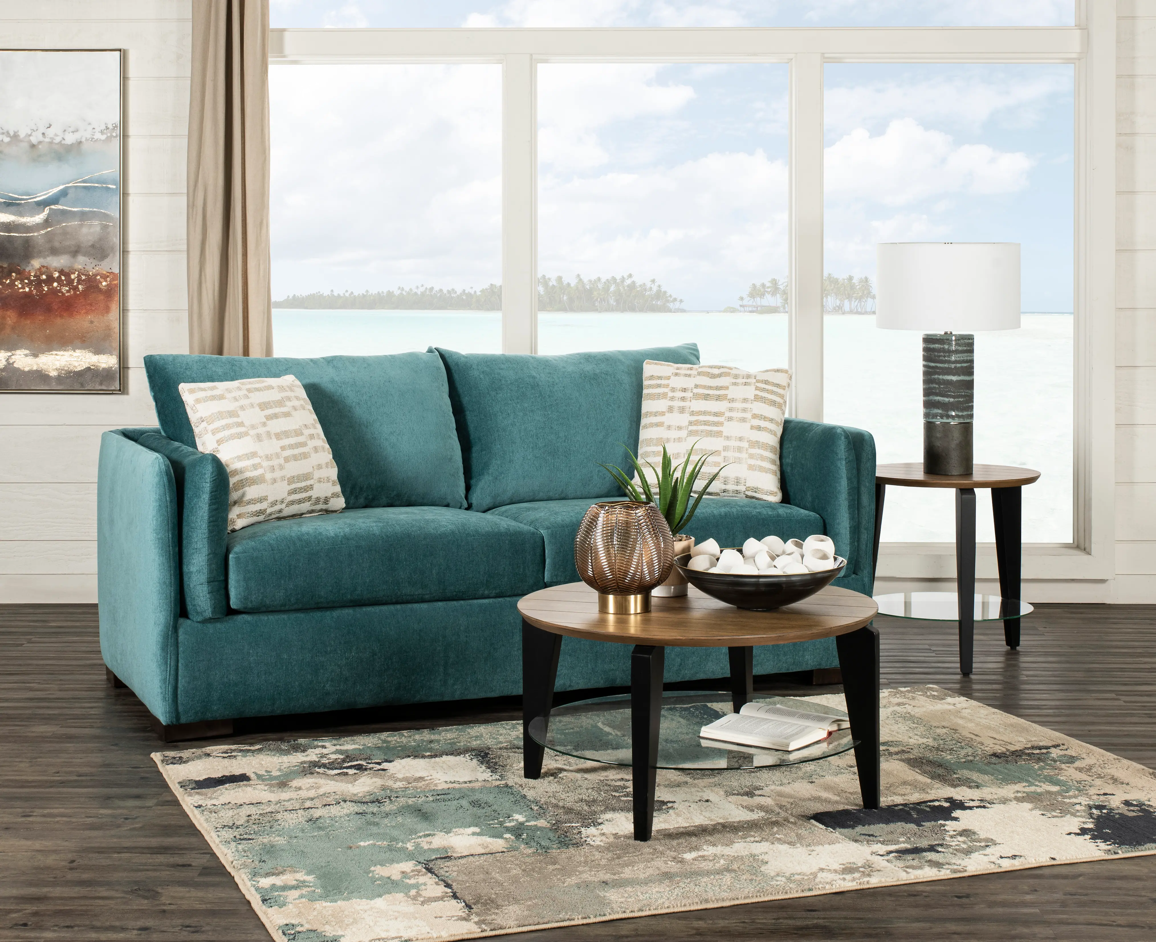 Ellyson Cerulean Blue Queen Sofa Bed