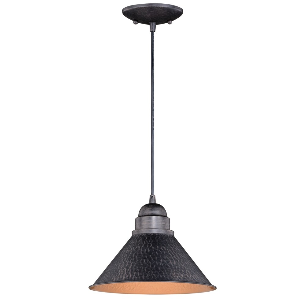 Outland 1 light Black/Goldtone Outdoor Barn Dome Pendant   10 in W x 7.5 in H x 10 in D