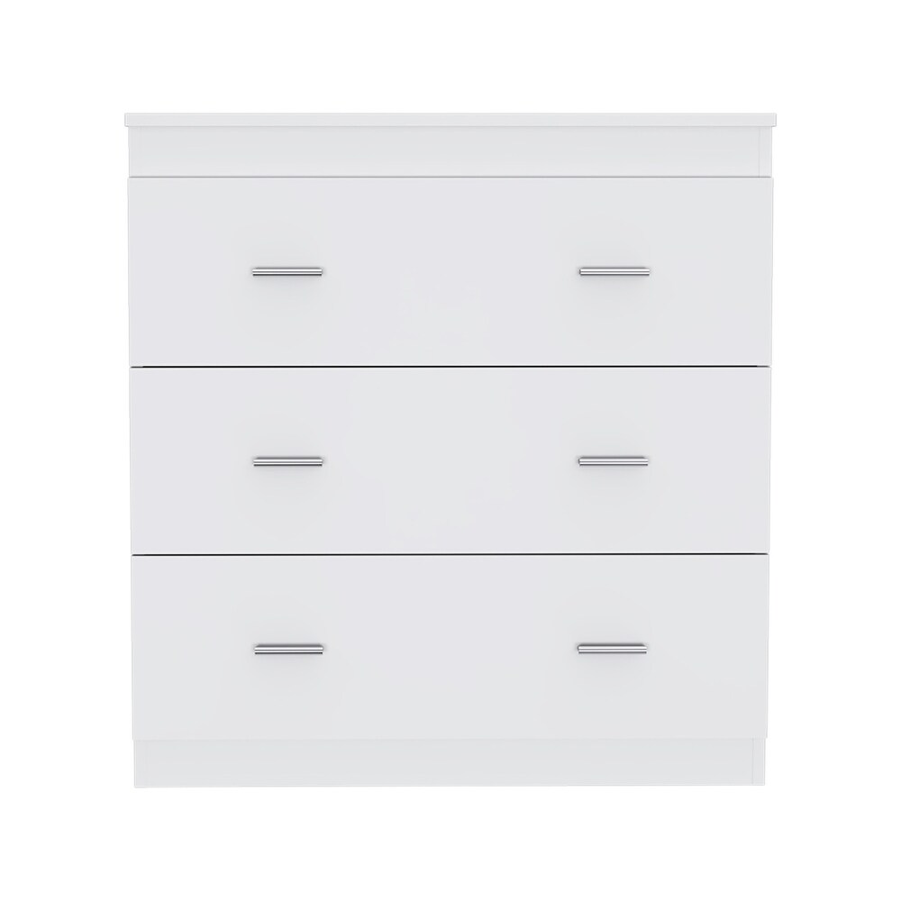 Classic Three Drawer Dresser with Handles Black/Light Gray/White