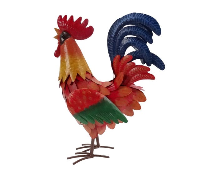 Alpine Crimson Metal Rooster Décor - LAZ282HH