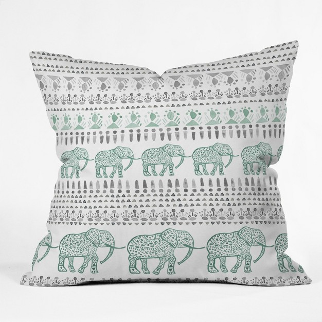 Green Elephants Throw Pillow Deny Designs