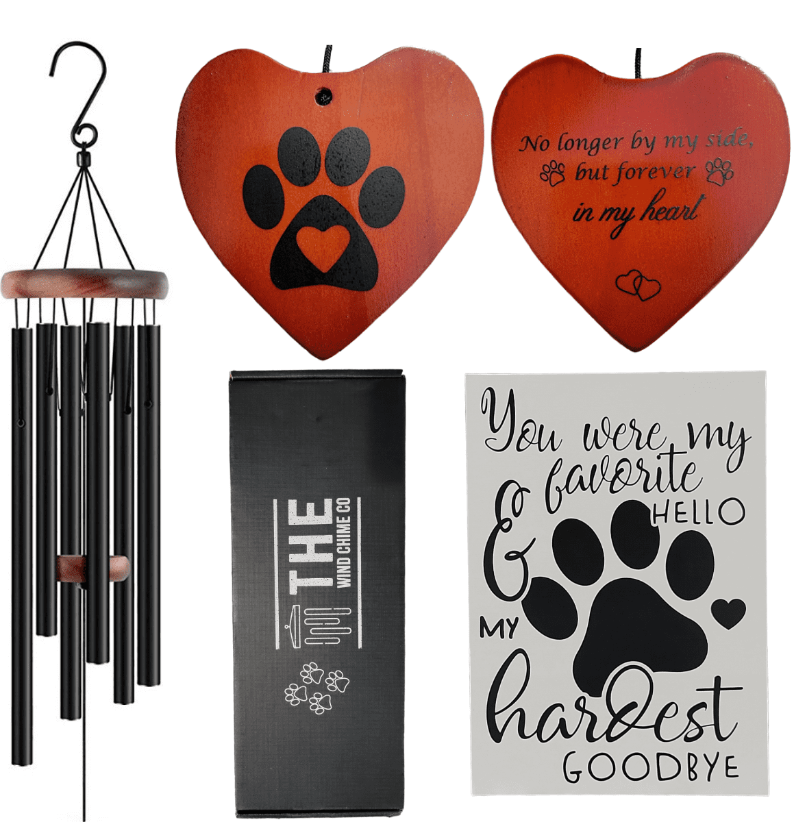 Pet Memorial Wind Chimes - Sympathy Gift - Remembrance of Pet - New Paw Prints Left By You