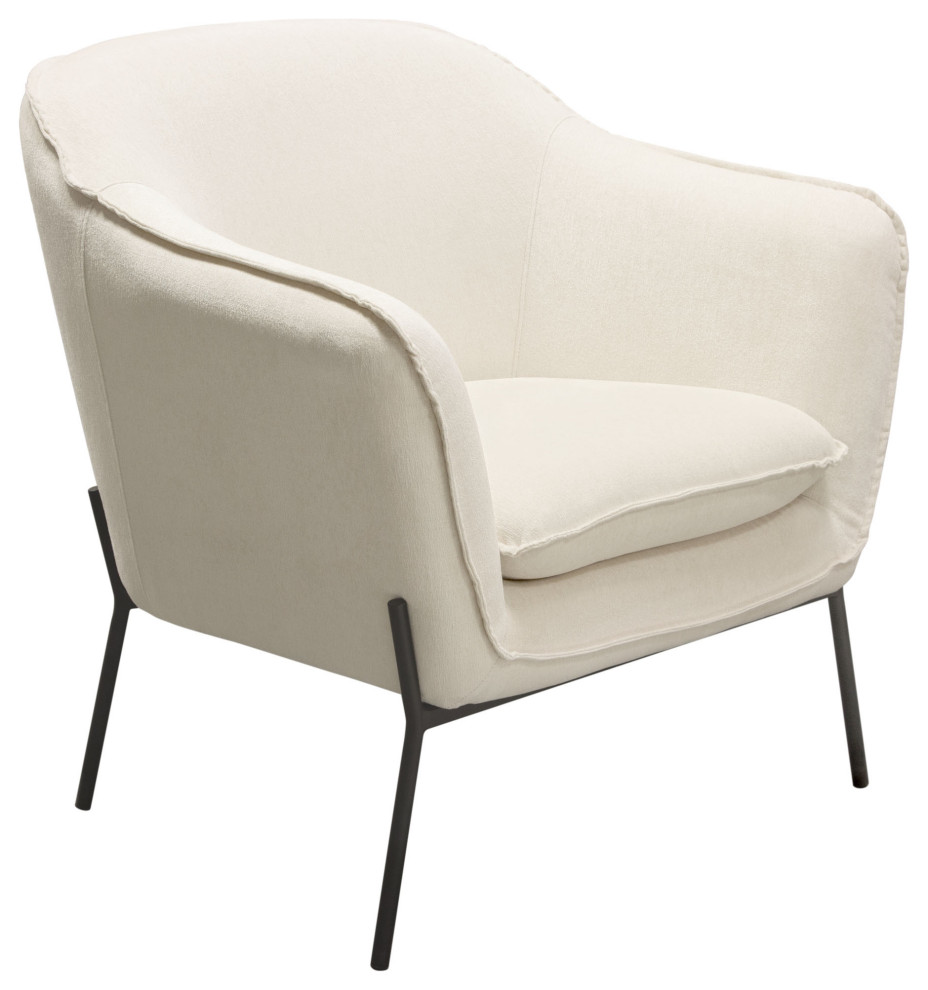 Status Accent Chair  Cream Fabric With Black Powder Coated Metal Leg   Midcentury   Armchairs And Accent Chairs   by Timeout PRO  Houzz