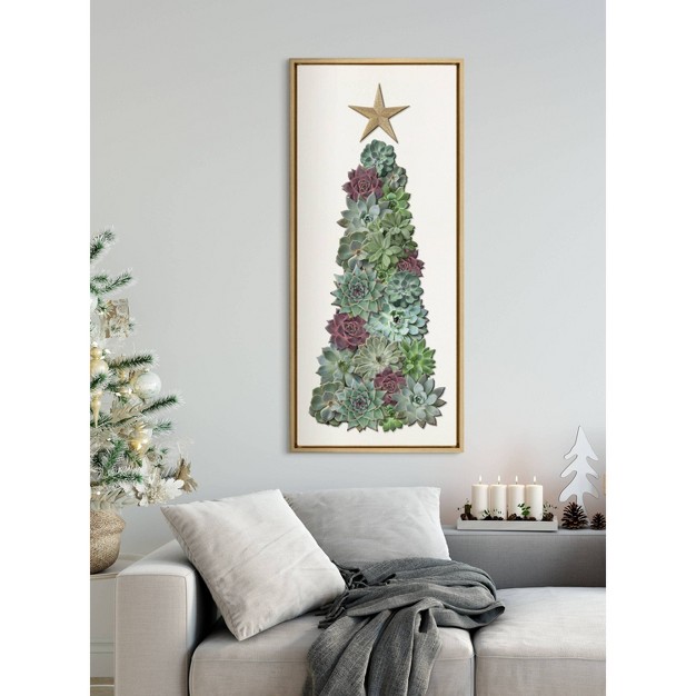 X 40 quot Sylvie Holiday Succulent Tall Tree Framed Canvas By The Creative Bunch Studio Gold Kate amp Laurel All Things Decor