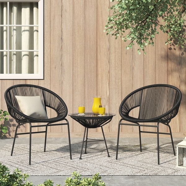 Corvus Sarcelles Woven Wicker 3piece Indoor/Outdoor Chat Bistro Set