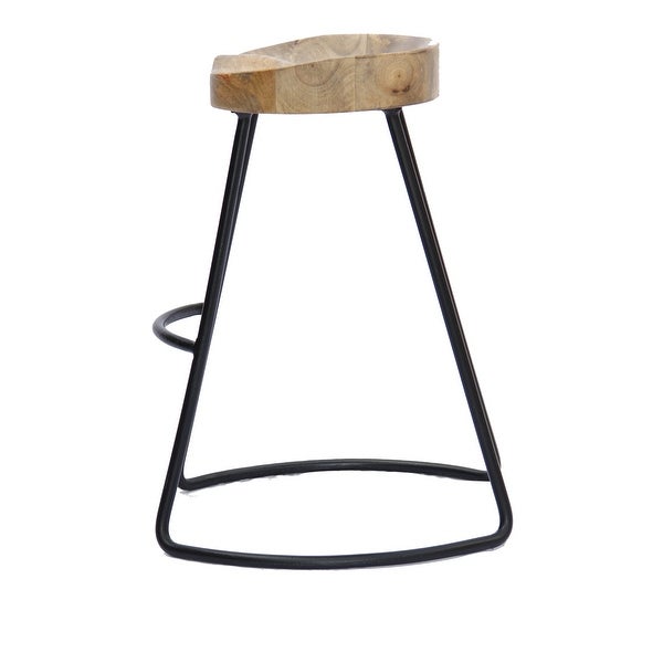 The Urban Port Brand Classy Wooden Barstool With Iron Legs (Long) - 30 H x 20 W x 16 L