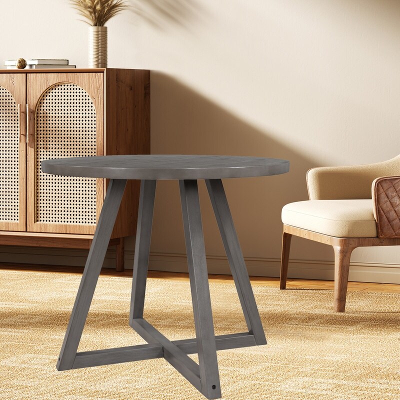 Wood Round Dining Table Coffee Table Bistro Table  36 Inch Dia  Gray