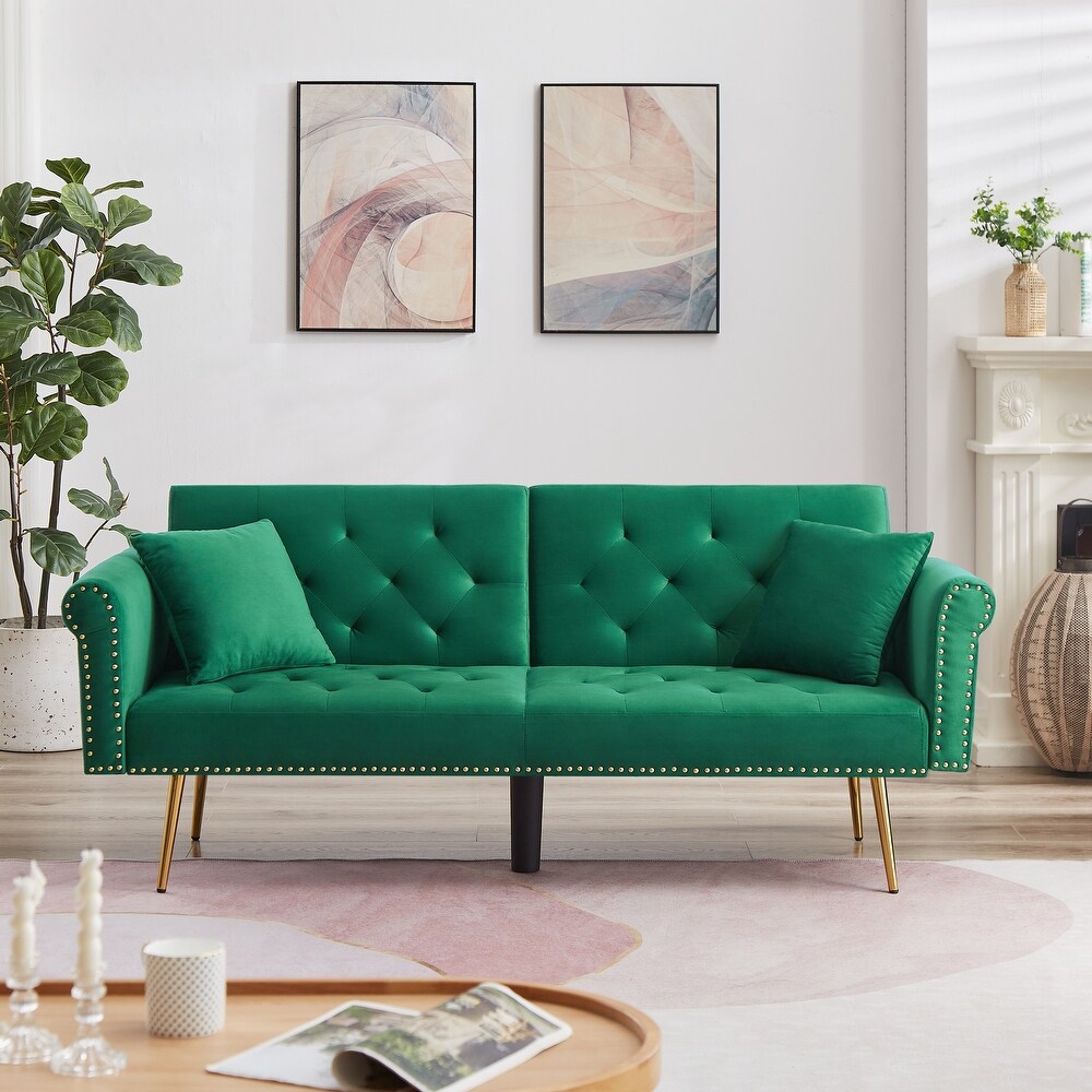 Modern Velvet Upholstered Sleeper Sofa