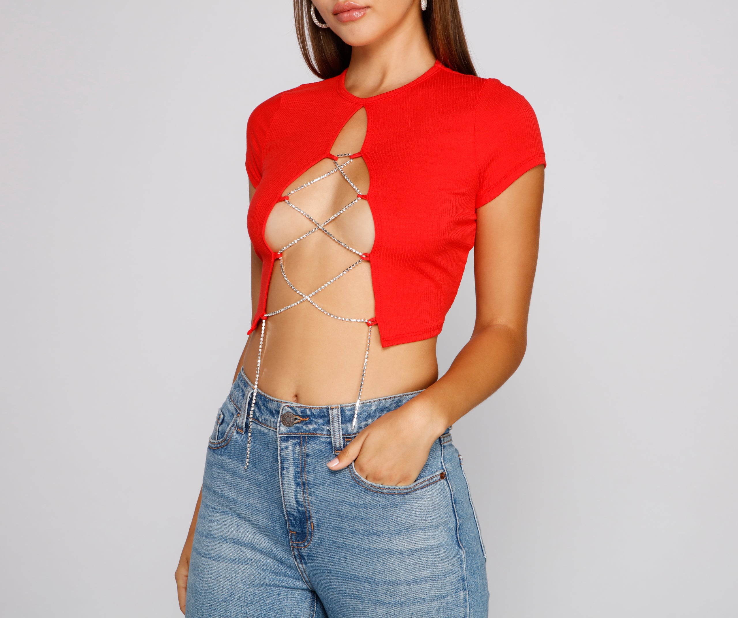 Wrapped In Luxe Rhinestone Crop Top