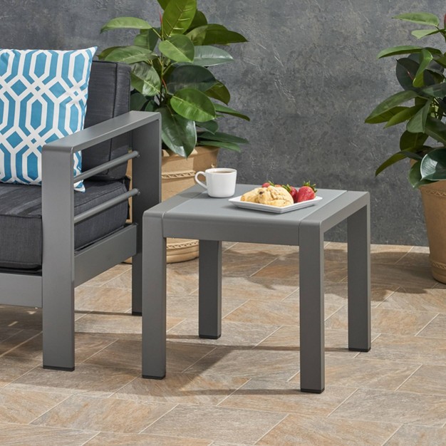 Cape Coral Aluminum Patio Side Table Gray Christopher Knight Home