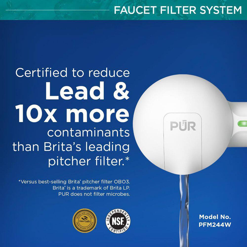 PUR Plus Horizontal Faucet Mount Water Filtration System in Matte White PFM244W