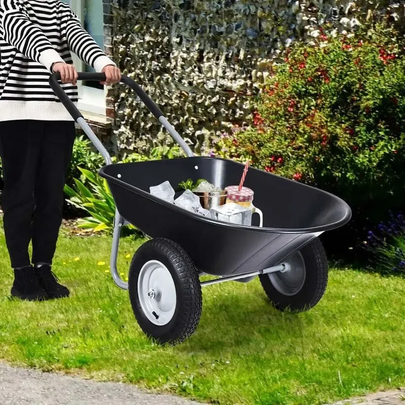 2 Wheel Wheelbarrow Garden Cart Heavy-duty Dolly Utility Car