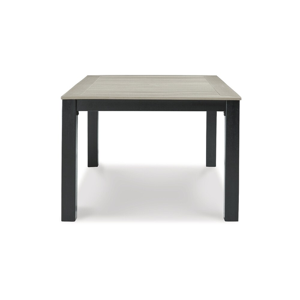 Signature Design by Ashley Mount Valley Black/Beige Outdoor Dining Table with Umbrella Option   72\