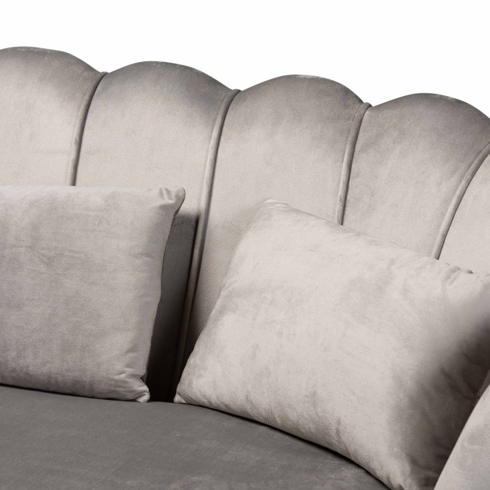 Baxton Genia Grey Velvet Fabric and Gold Metal Sofa   Contemporary   Sofas   by VirVentures  Houzz