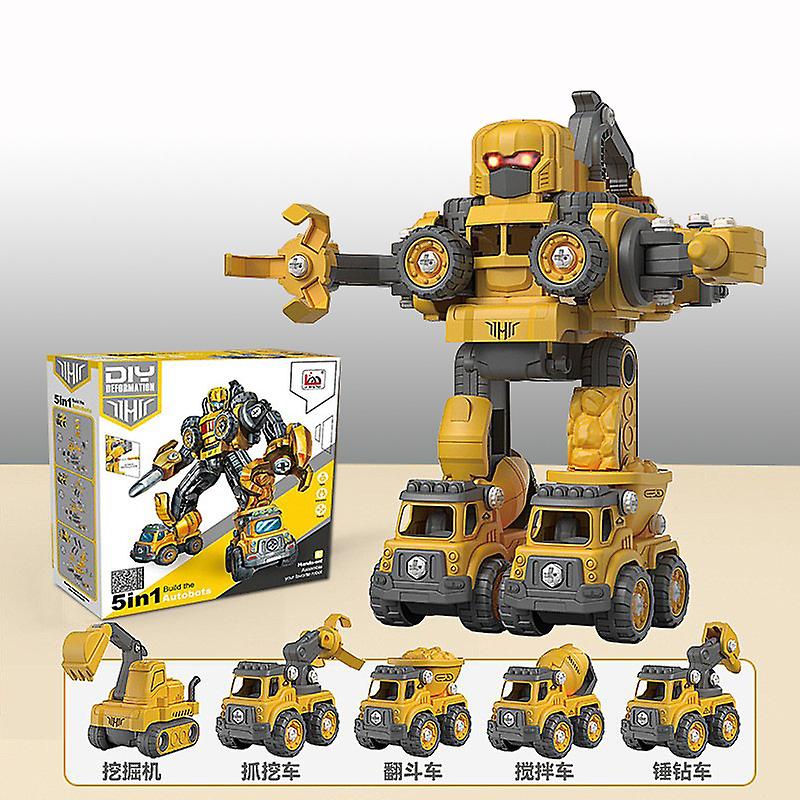 Born Pretty 5 In 1 Robot Transformation Assemble City Construction Car Disassembly Deformation Robot Truck Set Screwdriver Toys For Boy Gift