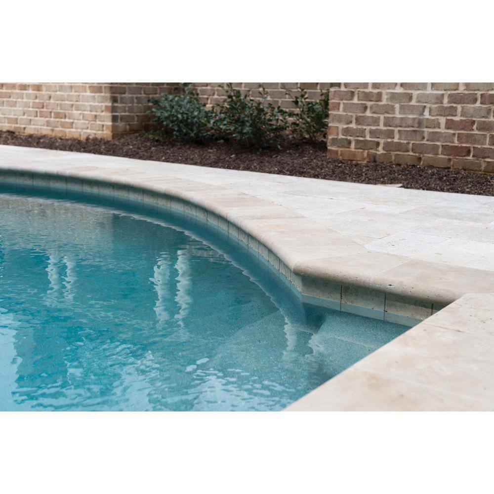 MSI Tuscany Scabas 2 in. x 12 in. x 24 in. Brushed Gold Travertine Pool Coping (40 Pieces80 sq. ft.Pallet) TSCA1224HUF