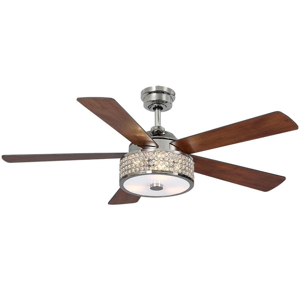 Home Decorators Collection Montclaire 52 in LED Polished Nickel Ceiling Fan with Light Kit and Remote Control