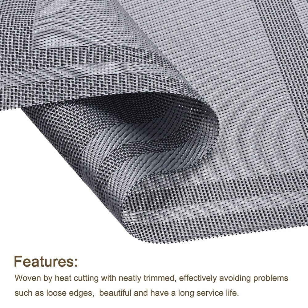 Place Mats 450x300mm 8pcs PVC Table Washable Woven Placemat  Gray