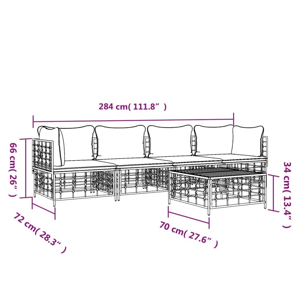 vidaXL Sectional Corner Sofas with Cushions 2 pcs Poly Rattan