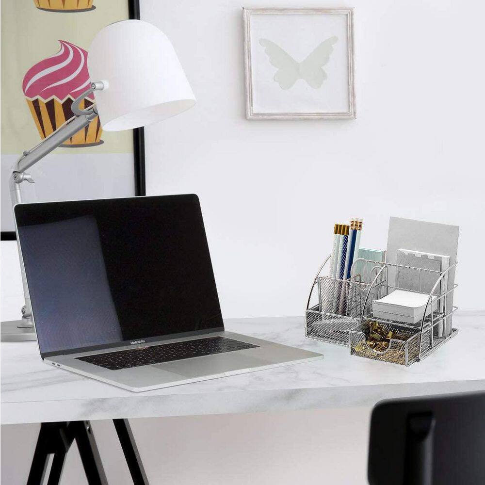 Sorbus All-in-One Stylish Mesh Desktop Organizer in Silver DSK-ORG-SIL